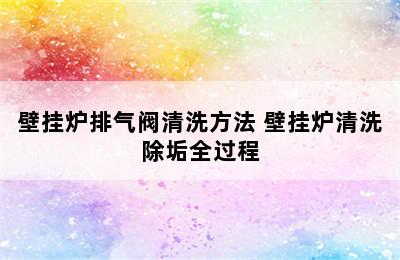 壁挂炉排气阀清洗方法 壁挂炉清洗除垢全过程